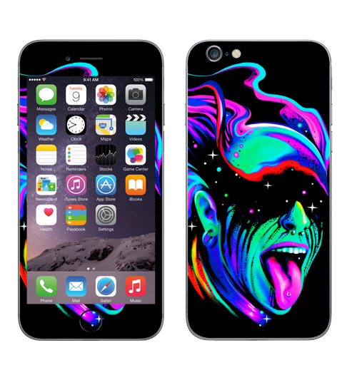 Наклейка на Телефон Apple iPhone 6, 6s Электро галактика,  купить в Москве – интернет-магазин Allskins, звезда, гики, музыка, космос, галактика, цвет, черныйфон