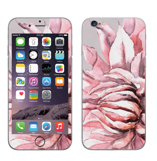 Наклейка на Телефон Apple iPhone 6, 6s Георгины,  купить в Москве – интернет-магазин Allskins, акварель, пастель, пастельный, пастельные, нежно, розовый, георгин, сиреневый, крупный, запечатка