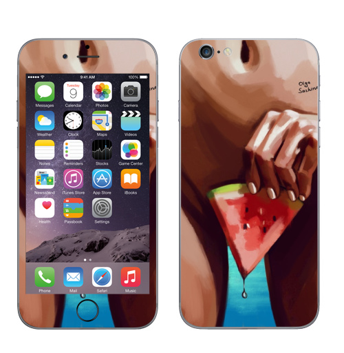 Наклейка на Телефон Apple iPhone 6, 6s Сочное лето,  купить в Москве – интернет-магазин Allskins, секс, лето, морская, арбуз, сочно, яркий