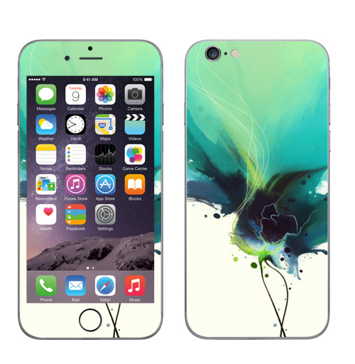 Наклейка на Телефон Apple iPhone 6, 6s Абстрактное растение,  купить в Москве – интернет-магазин Allskins, абстракция, лес, флора, искусство, рисунки, акварель, брызги, краски, цветы