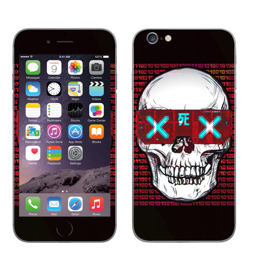 Наклейка на Телефон Apple iPhone 6, 6s Кибер смерть,  купить в Москве – интернет-магазин Allskins, киберпанк, череп, гики