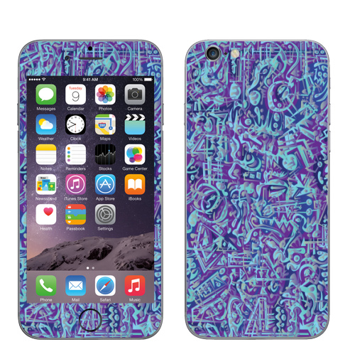 Наклейка на Телефон Apple iPhone 6, 6s В мирских вещах,  купить в Москве – интернет-магазин Allskins, абстракция, абстрация, текстура, голубой, фиолетовый