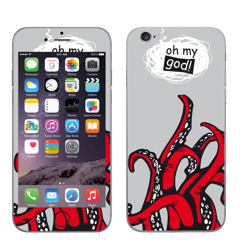 Наклейка на Телефон Apple iPhone 6, 6s Oh my god ? ! ...,  купить в Москве – интернет-магазин Allskins, ангел и дьявол, Япония, шнурки, чужие, хэллоуин, монстры, 300 Лучших работ