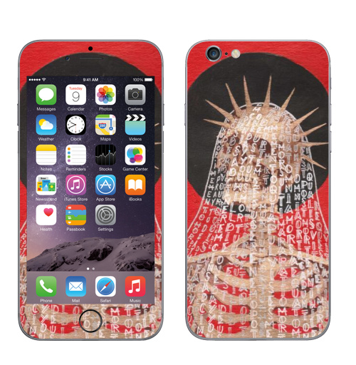 Наклейка на Телефон Apple iPhone 6, 6s Золотой скелет,  купить в Москве – интернет-магазин Allskins, философские, смерть, скелет, череп, золото, красный