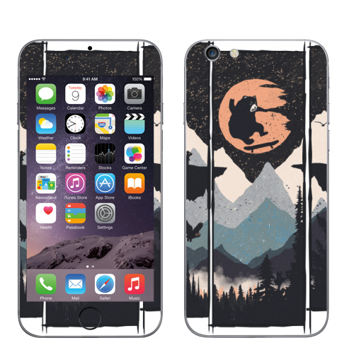 Наклейка на Телефон Apple iPhone 6, 6s Дикий Флип,  купить в Москве – интернет-магазин Allskins, горы, медведь, скейтборд, сова, луна, лес