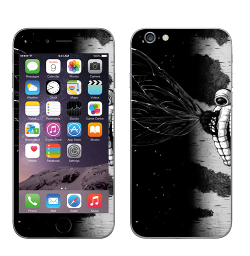 Наклейка на Телефон Apple iPhone 6, 6s Береза,  купить в Москве – интернет-магазин Allskins, сюрреализм, астронавт, космос, фантастика, черно-белое, берёзки, космонавтика
