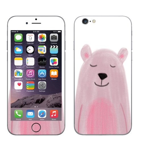 Наклейка на Телефон Apple iPhone 6, 6s Розовый медведь,  купить в Москве – интернет-магазин Allskins, медведь
