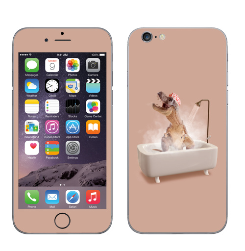 Наклейка на Телефон Apple iPhone 6, 6s Горячий звук,  купить в Москве – интернет-магазин Allskins, сюрреализм, динозавры, рекс, тирекс, душ, вода