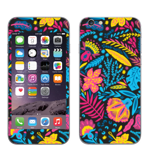 Наклейка на Телефон Apple iPhone 6, 6s Цветной природный паттерн,  купить в Москве – интернет-магазин Allskins, сюрреализм, цветы, паттерн, природа, листья, оригинальность, красочный