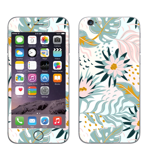 Наклейка на Телефон Apple iPhone 6, 6s Милый цветочный паттерн,  купить в Москве – интернет-магазин Allskins, поп-арт, цветы, листья, паттерн, минимализм, розовый, рисунки, бутон, красочный, природа