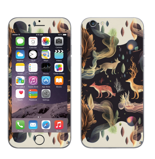 Наклейка на Телефон Apple iPhone 6, 6s Волшебные олени,  купить в Москве – интернет-магазин Allskins, абстракия, олень