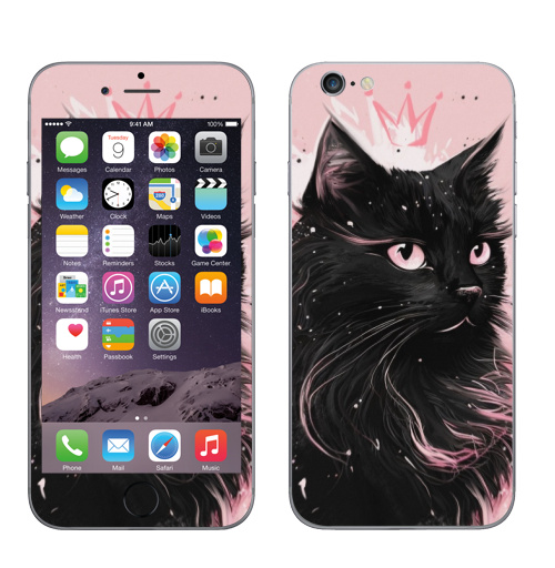 Наклейка на Телефон Apple iPhone 6, 6s Властительница мурлыканья,  купить в Москве – интернет-магазин Allskins, сарказм, кошка, корона, королева, черный, кота, пушистая, розовый