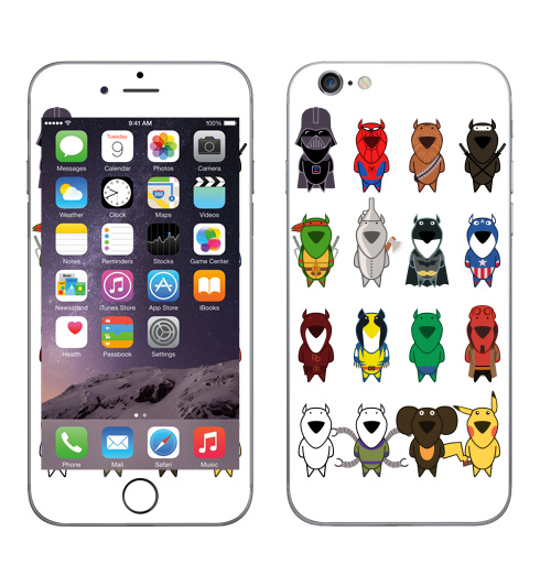 Наклейка на Телефон Apple iPhone 6, 6s My heroes,  купить в Москве – интернет-магазин Allskins, детские, человек паук, супермен, Рафаэль, расамаха, ниндзя, капитан америка, железный дровосек, дартаньян, дардэвил