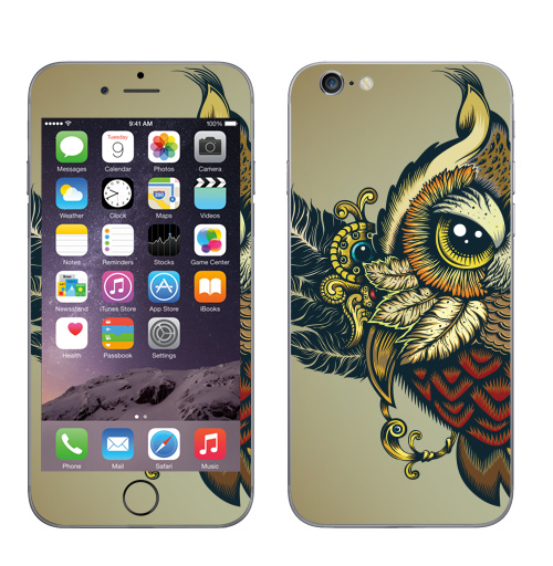 Наклейка на Телефон Apple iPhone 6, 6s Совуха,  купить в Москве – интернет-магазин Allskins, милые животные, 300 Лучших работ, сова, птицы, королева, цвет