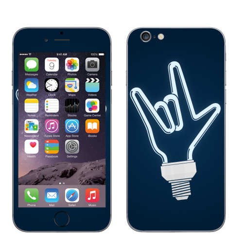 Наклейка на Телефон Apple iPhone 6, 6s Рок-лампочка,  купить в Москве – интернет-магазин Allskins, rock, ламп, черно-белое, лампа, овцы, музыка