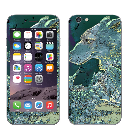 Наклейка на Телефон Apple iPhone 6, 6s Волчок,  купить в Москве – интернет-магазин Allskins, крутые животные, собаки, лес, волк, 300 Лучших работ, милые животные