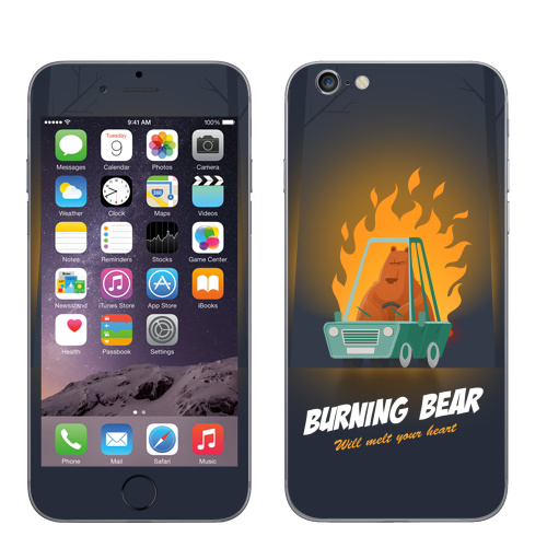Наклейка на Телефон Apple iPhone 6, 6s Горящий медведь,  купить в Москве – интернет-магазин Allskins, надписи на английском, типографика, животные, огонь, любовь, надписи, автомобиль, графика, лес, медведь, для влюбленных
