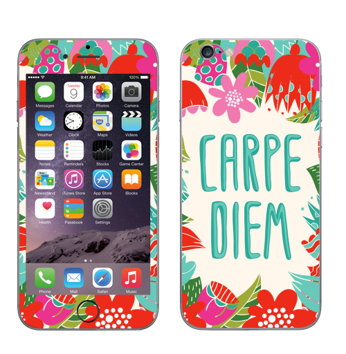 Наклейка на Телефон Apple iPhone 6, 6s Carpe Diem,  купить в Москве – интернет-магазин Allskins, надписи на английском, цитаты, цветы, природа, романтика