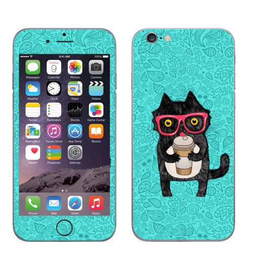 Наклейка на Телефон Apple iPhone 6, 6s Coffee-cat,  купить в Москве – интернет-магазин Allskins, кошка, чай и кофе