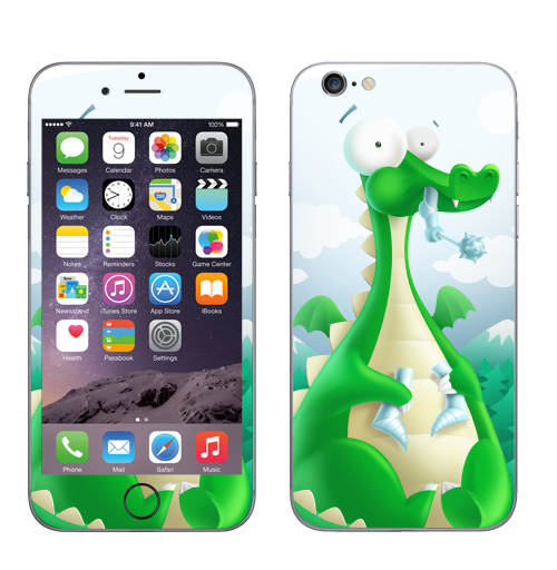 Наклейка на Телефон Apple iPhone 6, 6s Какой рыцарь?,  купить в Москве – интернет-магазин Allskins, женские, для_влюбленных, сказки, рыцарь, дракон, графика, жизнь, любовь, животные, динозавры