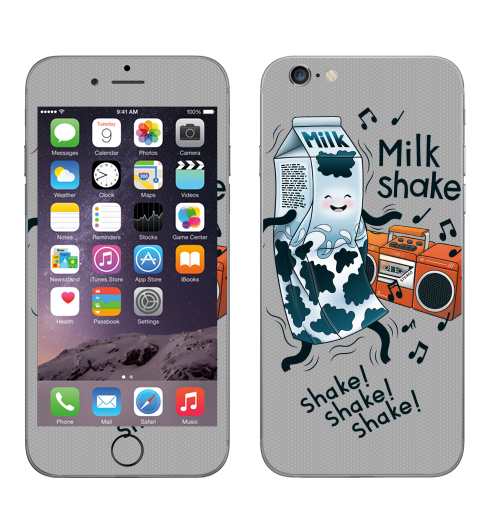 Наклейка на Телефон Apple iPhone 6, 6s MilkShake!,  купить в Москве – интернет-магазин Allskins, музыка, еда, ноты, танцы, коктейль, молочный