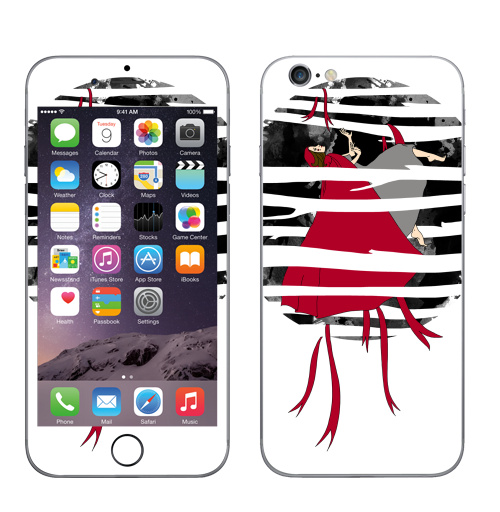 Наклейка на Телефон Apple iPhone 6, 6s Red riding hoooood,  купить в Москве – интернет-магазин Allskins, волк, девушка, красный, лес, серый, сказки, собаки