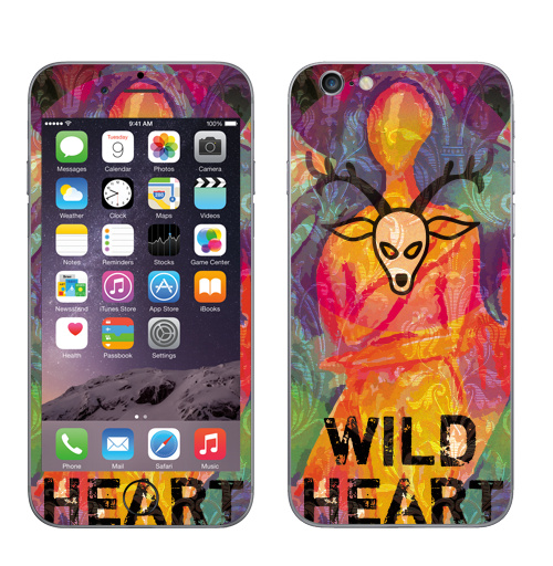 Наклейка на Телефон Apple iPhone 6, 6s Wild heart,  купить в Москве – интернет-магазин Allskins, животные, позитив, девушка, психоделика