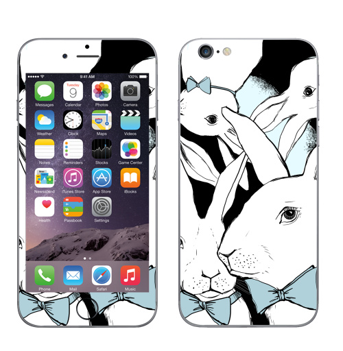 Наклейка на Телефон Apple iPhone 6, 6s Boys Bunny,  купить в Москве – интернет-магазин Allskins, заяц, бабочки, зима