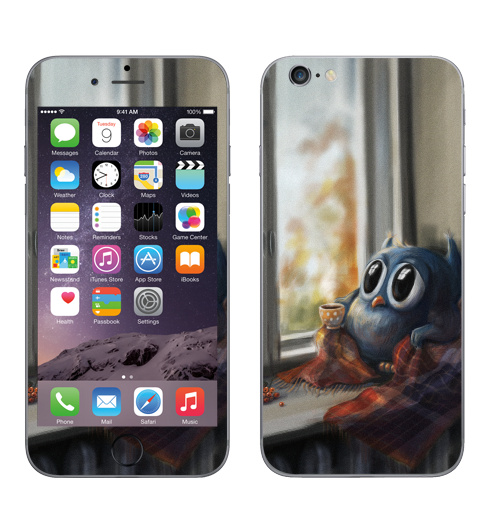 Наклейка на Телефон Apple iPhone 6, 6s Vanilla Owl,  купить в Москве – интернет-магазин Allskins, ваниль, хипстер, сова, птицы, осень, графика, любовь, тренд, 300 Лучших работ