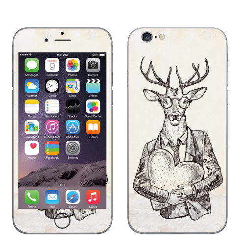 Наклейка на Телефон Apple iPhone 6, 6s Мистер Твистер,  купить в Москве – интернет-магазин Allskins, животные, любовь, олень, персонажи, сердце, хипстер, для влюбленных
