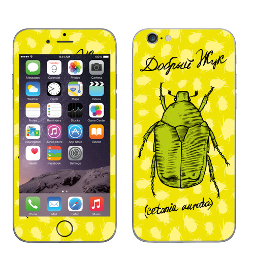 Наклейка на Телефон Apple iPhone 6, 6s ДОБРЫЙ ЖУК,  купить в Москве – интернет-магазин Allskins, жук, насекомые, латынь, доброта, бронзовка