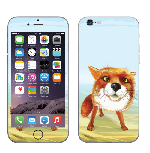 Наклейка на Телефон Apple iPhone 6, 6s Лисяка удивляка,  купить в Москве – интернет-магазин Allskins, крутые животные, животные, лиса, позитив, акварель, милые животные