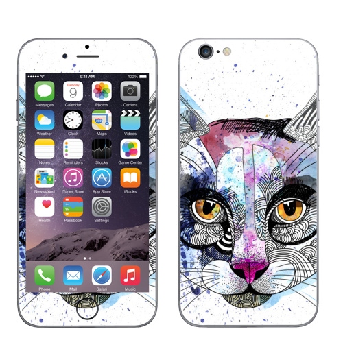 Наклейка на Телефон Apple iPhone 6, 6s Кошка графика,  купить в Москве – интернет-магазин Allskins, милые животные, акварель, персонажи, графика, животные, кошка