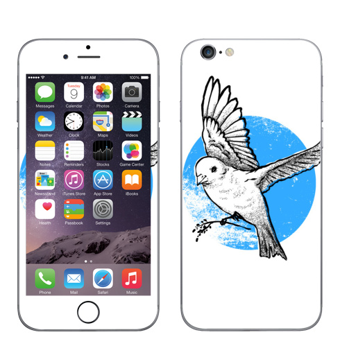 Наклейка на Телефон Apple iPhone 6, 6s Свобода,  купить в Москве – интернет-магазин Allskins, свобода, птицы, голубой, инди
