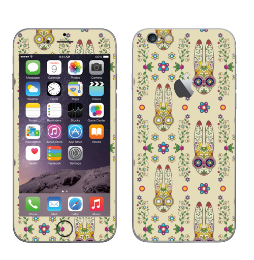 Наклейка на Телефон Apple iPhone 6 с яблоком День, когда вставило.,  купить в Москве – интернет-магазин Allskins, милые животные, кролики, лето, животные, latino, Мексика, лелик, заяц