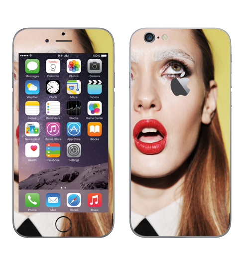 Наклейка на Телефон Apple iPhone 6 с яблоком Брови белые,  купить в Москве – интернет-магазин Allskins, фотография, модели, секс