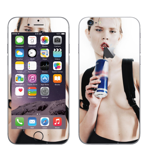 Наклейка на Телефон Apple iPhone 6 с яблоком Девочка с трубочкой,  купить в Москве – интернет-магазин Allskins, модели, секс, фотография