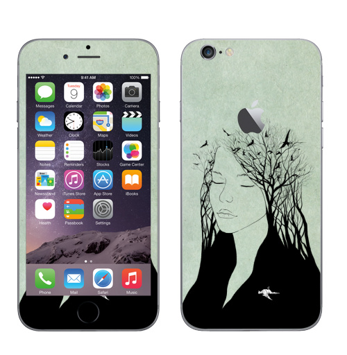 Наклейка на Телефон Apple iPhone 6 с яблоком Чувства,  купить в Москве – интернет-магазин Allskins, птицы, любовь, девушка