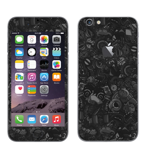 Наклейка на Телефон Apple iPhone 6 с яблоком Темный дудл,  купить в Москве – интернет-магазин Allskins, темный, дудлы, черный, персонажи, монстры