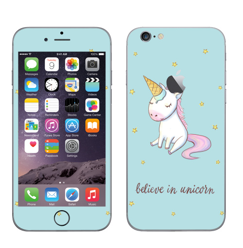 Наклейка на Телефон Apple iPhone 6 с яблоком Превращение в единорога,  купить в Москве – интернет-магазин Allskins, милые животные, единорог, персонажи, улыбка, радость, прикол, мило, животные, фразы