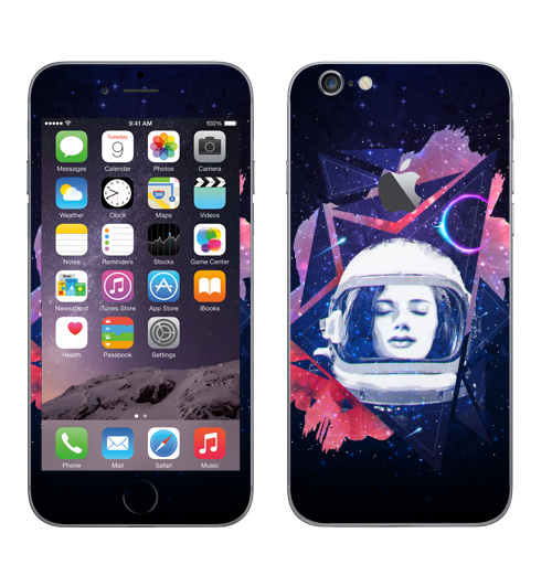 Наклейка на Телефон Apple iPhone 6 с яблоком Когда ты просто космос,  купить в Москве – интернет-магазин Allskins, космос, девушка, звезда, музыка