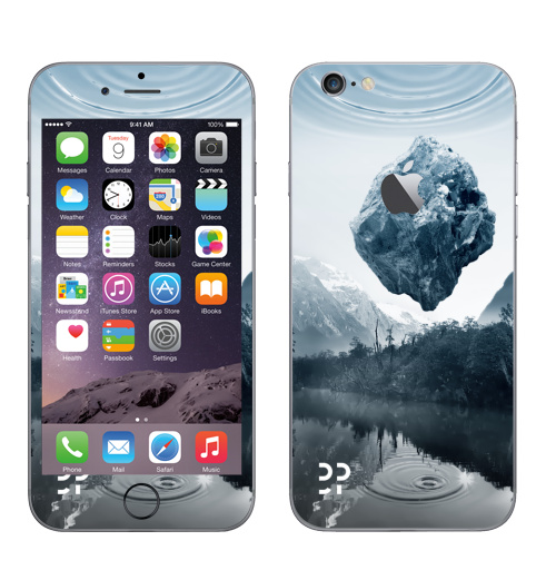 Наклейка на Телефон Apple iPhone 6 с яблоком Будущее,  купить в Москве – интернет-магазин Allskins, лес, земля, река, будущее, футуризм, эвентумпремо, камни, горы