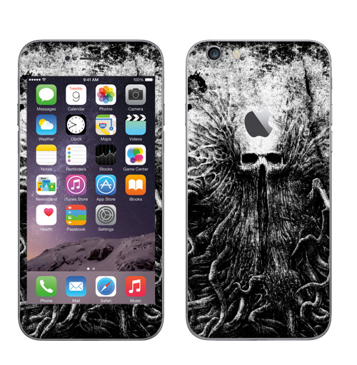 Наклейка на Телефон Apple iPhone 6 с яблоком Lovecraftian,  купить в Москве – интернет-магазин Allskins, череп, щупальца, тентакли, графика, хэллоуин, смерть