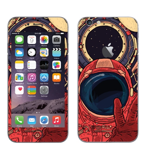 Наклейка на Телефон Apple iPhone 6 с яблоком Гиперпространство,  купить в Москве – интернет-магазин Allskins, космос, комиксы, красный, контурный, звезда, космический