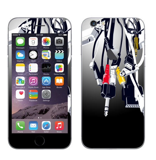 Наклейка на Телефон Apple iPhone 6 с яблоком Башня,  купить в Москве – интернет-магазин Allskins, черный, гики, джойстик, графика, желтый