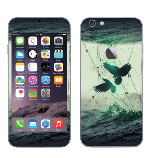 Наклейка на Телефон Apple iPhone 6 с яблоком Концепт арт абстракция,  купить в Москве – интернет-магазин Allskins, ворона, абстракция, концепт, цифровая, живопись, блики, движение, мода, брызги