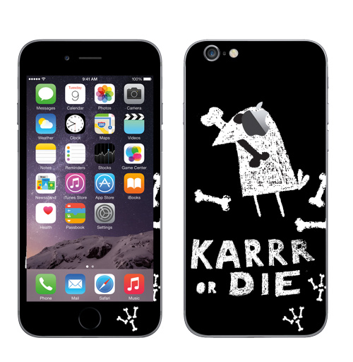 Наклейка на Телефон Apple iPhone 6 с яблоком Deadcrow,  купить в Москве – интернет-магазин Allskins, надписи, графика, ворона, кости, птицы, скелет, хэллоуин, череп, черно-белое, черный, надписи на английском, 300 Лучших работ