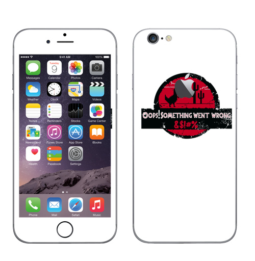 Наклейка на Телефон Apple iPhone 6 с яблоком Dinosaur error,  купить в Москве – интернет-магазин Allskins, пиксель арт, фанарт, Ooups, error, прикол, jurassicpark, динозавры, funart, гики