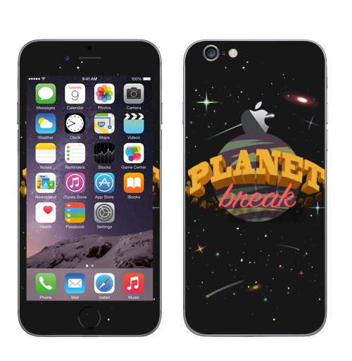 Наклейка на Телефон Apple iPhone 6 с яблоком ПЛАНЕТА БРЕЙК,  купить в Москве – интернет-магазин Allskins, космос, hiphop, break