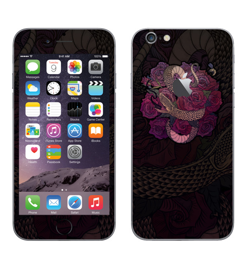 Наклейка на Телефон Apple iPhone 6 с яблоком Змеевич,  купить в Москве – интернет-магазин Allskins, змея, олдскулл, розы, цветы, мужские, готика